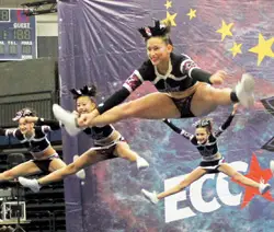 All-star competitions draw crowds to root on the competing cheerleaders—here, Cortlandt-based City Lites compete at the Albany Spirit Unlimited Regionals last spring, where they took home first place in the Senior Level 3 large division.