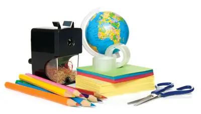 classroom supplies, school supplies; teacher's utensils