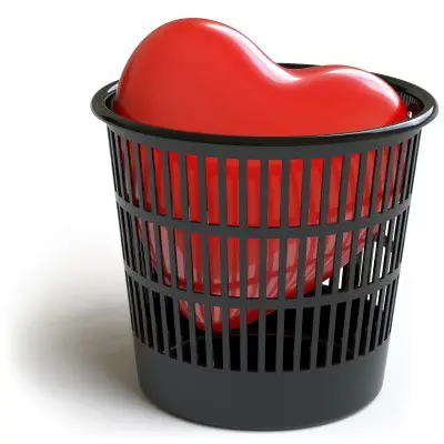 heart in trashcan