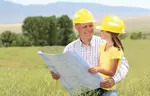 father and daughter construction work day