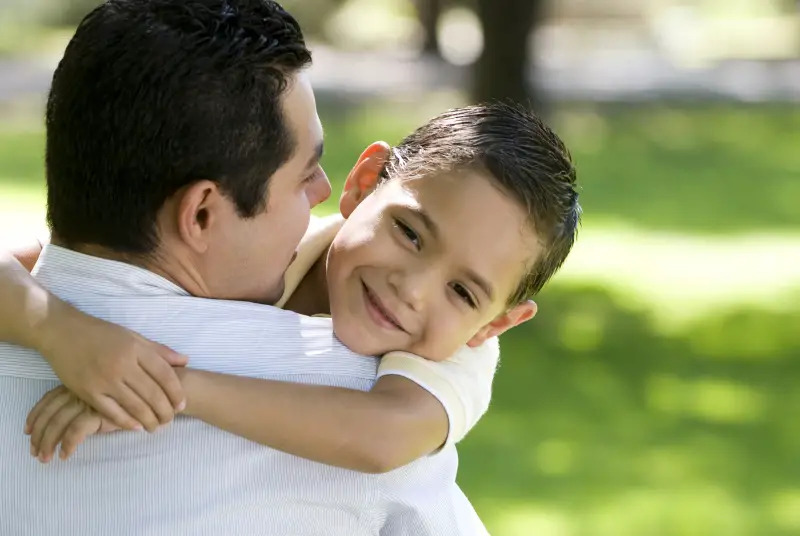 Father and Son Embrace