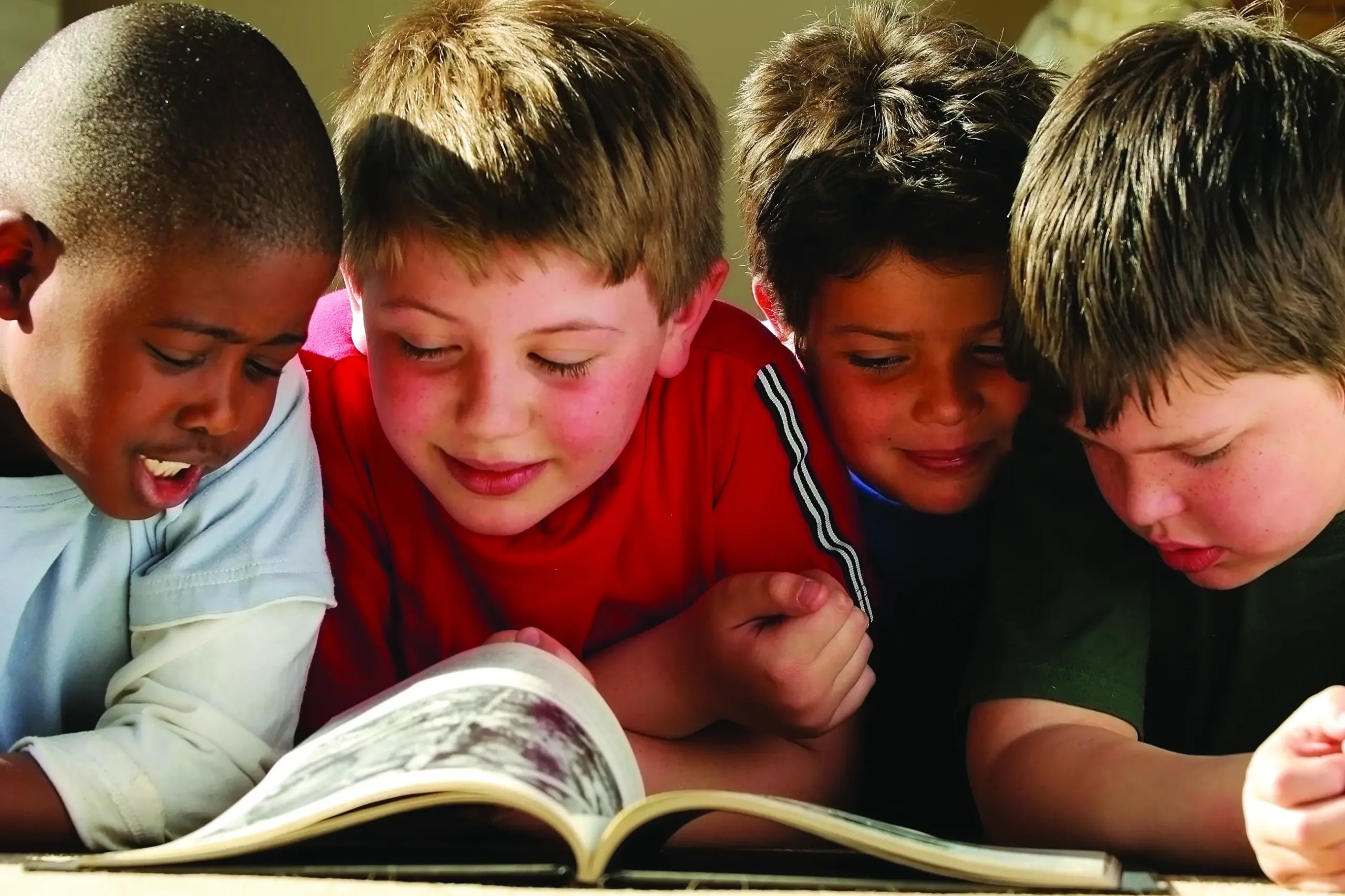 Young boys reading.