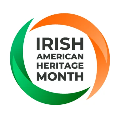 Irish-American Heritage Month vector illustration, colors of the Irish flag. Abstract trend design for banner, poster, card and social media. Square composition with a round element.