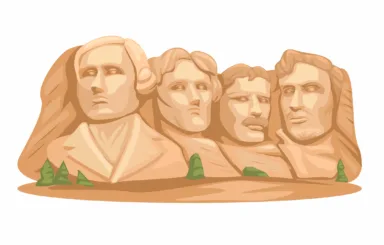 Mount Rushmore Four American President Figure Cartoon illustration Vector