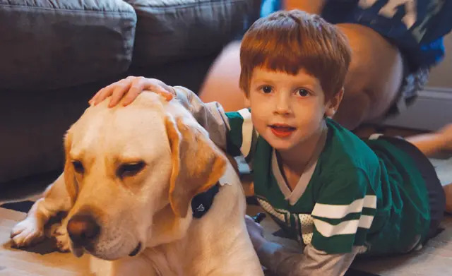 boy and service dog