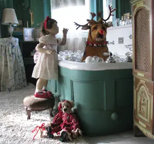 Rudolph taking a bath; Holiday Celebration at Old Westbury Gardens