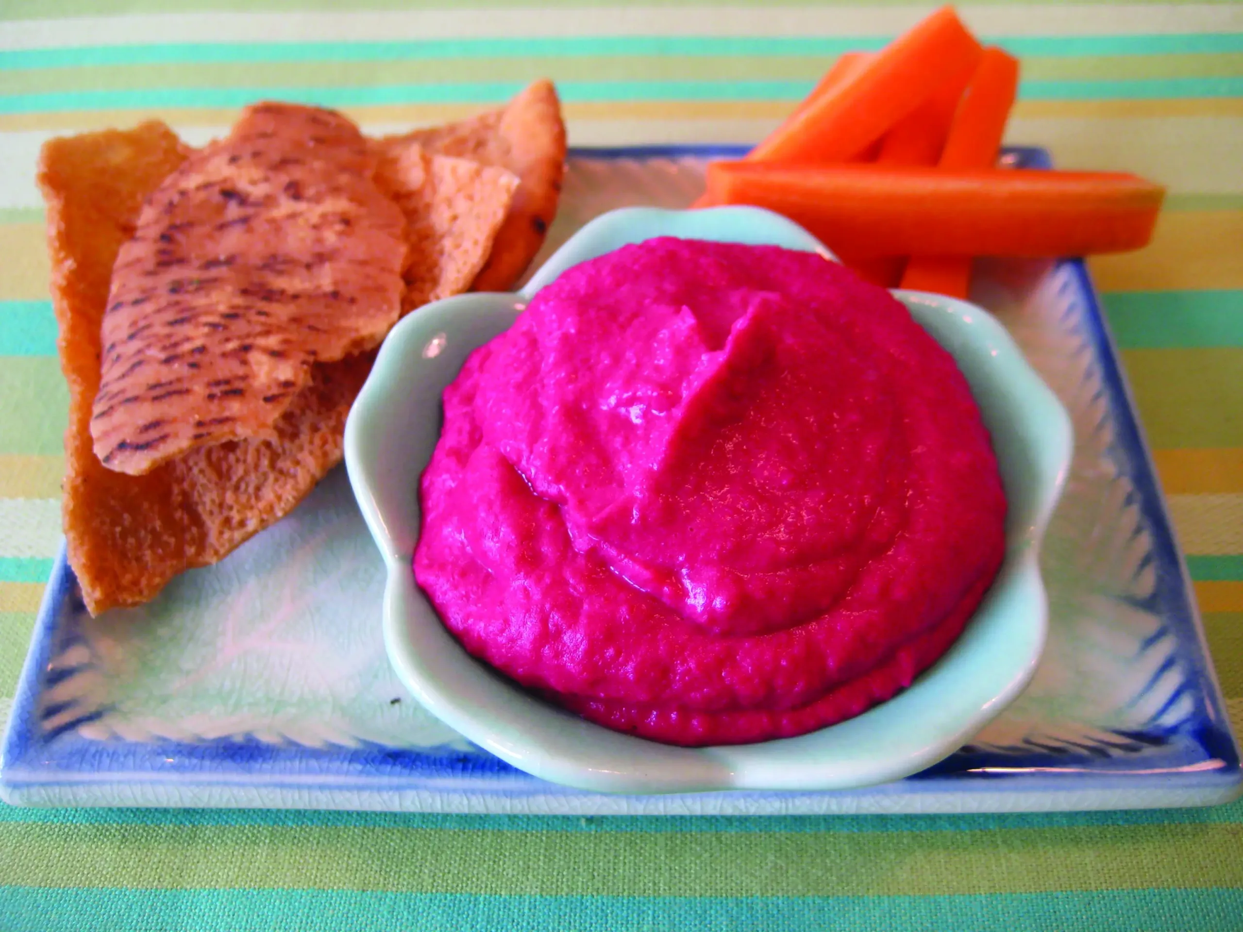 red beet and and white bean hummus
