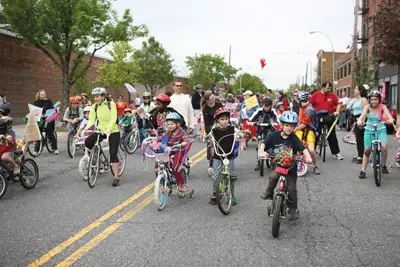 Long Island City Bike Parade in Socrates Scuplture Park, Queens, NY