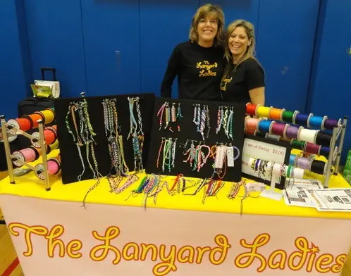 Colleen Demas (left) and Heidi Cohen (right) are the owners of The Lanyard Ladies; Steven Nicastro
