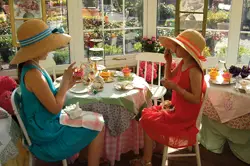 Main Street Nursery Tea Room; two young girls having a tea party