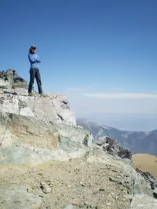 Mina Samuels climbing Mt. Dana