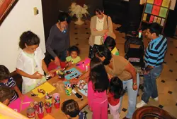 Families participate in art activities at the Nassau County Museum of Art in Roslyn Harbor.