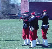 Civil War demonstration; soldiers; Old Bethpage