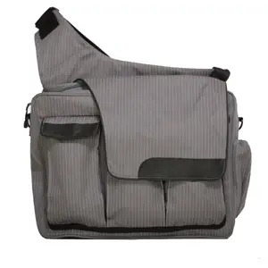 Pinstripe messenger diaper bag 