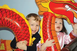 Planet Han; kids playing with Chinese dragon