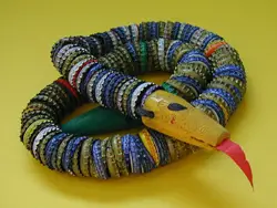 toy snake made from bottle caps
