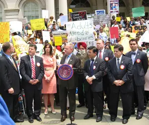 City Hall rally to save Queens Library from budget cuts
