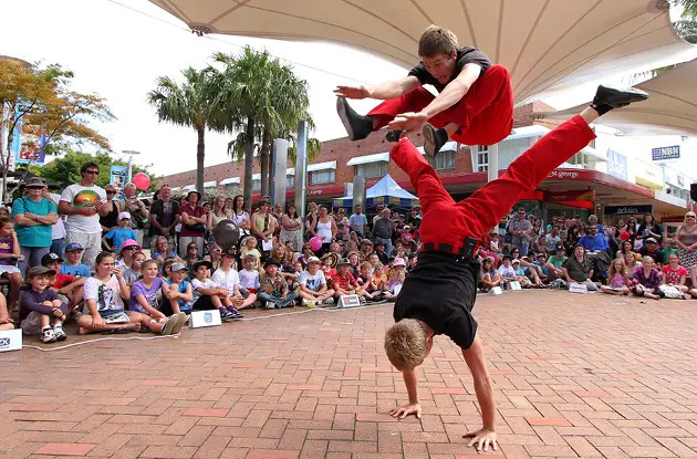 red trouser show performing jump