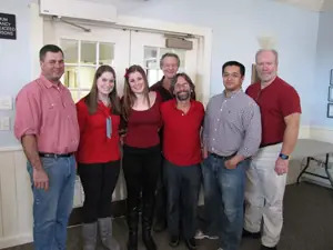 (Left to Right): Brendan O'Rourke, Eve Shapiro, Samantha Kravietz, Dr. Chris Byron, Antonio Villanueve, Jim McNichols; Back row: Dennis Fields