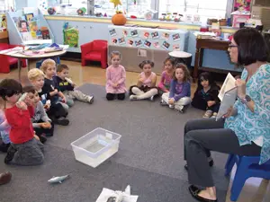 Story time in a classroom; scholastic book fair