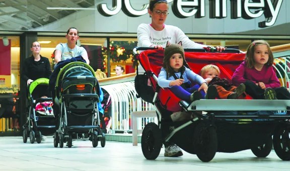 Stroller Strides holds one-hour workouts for moms throughout our region, each complete with walking intervals, body toning, and strengthening components as well as nursery rhymes, songs, and props to keep baby happy during the workout.