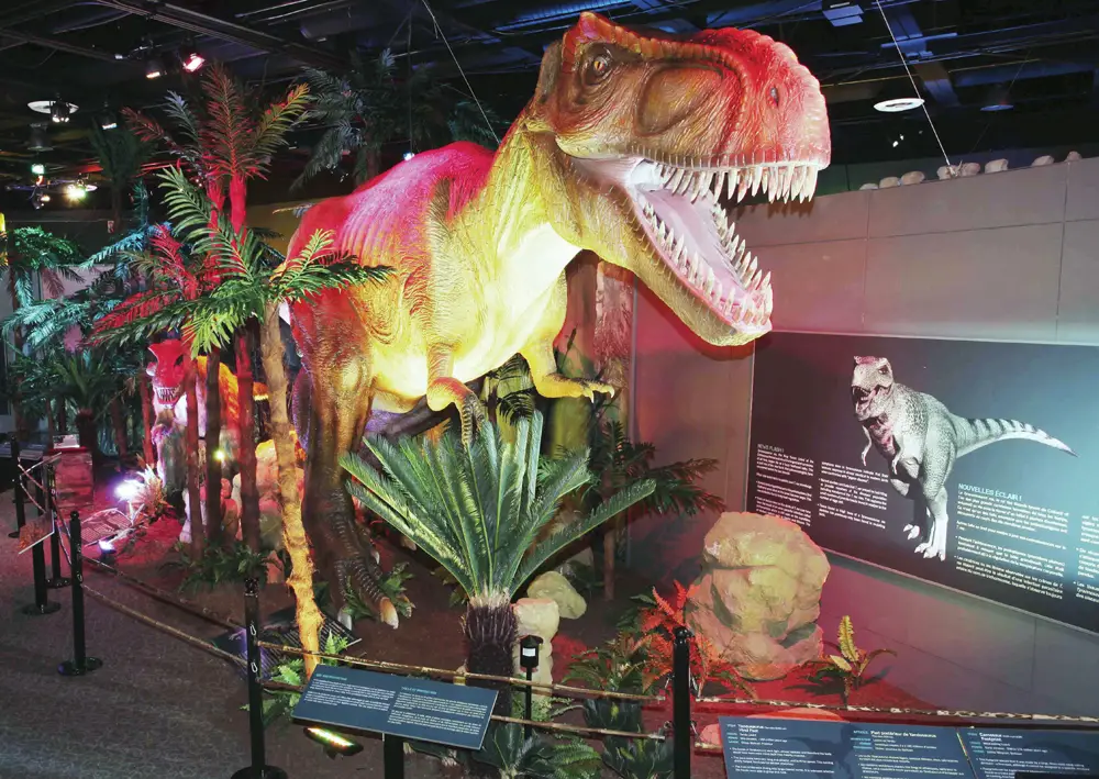 T-Rex in dinosaur museum exhibit Dinosaurs Unearthed