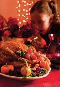 Thanksgiving dinner; turkey and stuffing with seasonal side dishes