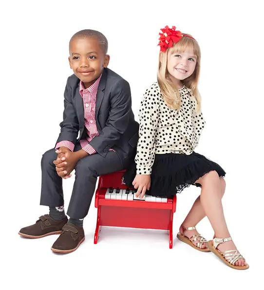 PhotoOp NYC mod suit and polka dot dress