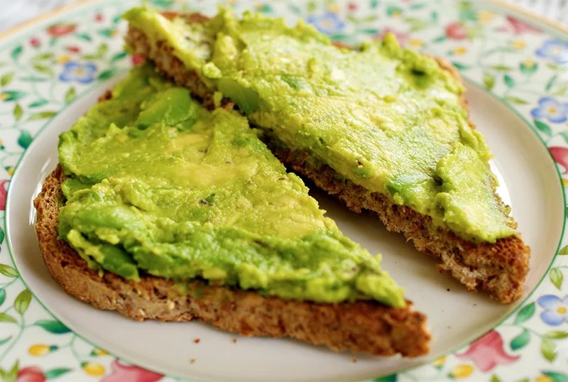 avocado toast on whole weat bread