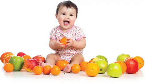 Baby with fruit