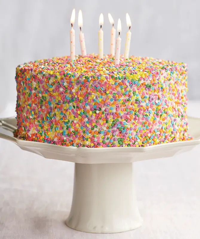 birthday cake with rainbow sprinkles