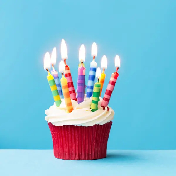 birthday cupcake with candles