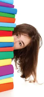 Girl with Stack of Books