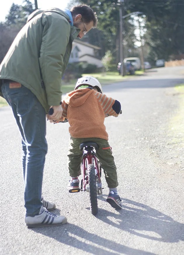 boy finding balance on bike