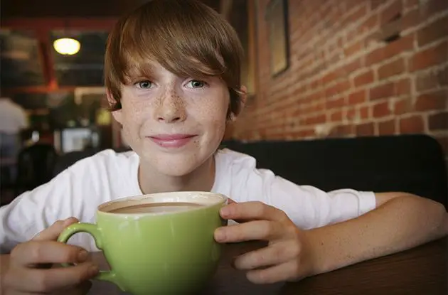 boy drinking hot chocolate