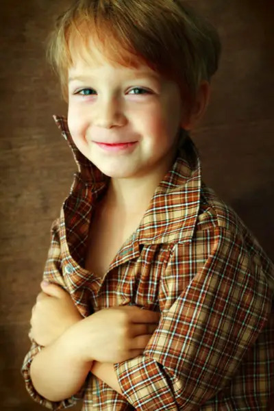 boy in dad's shirt