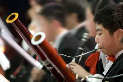 boy playing bassoon