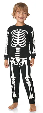 boy in skeleton pajamas