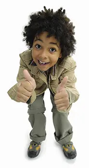 yes your child with special needs can... boy with two thumbs up