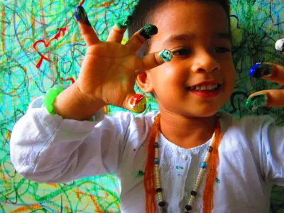 boy with finger paint