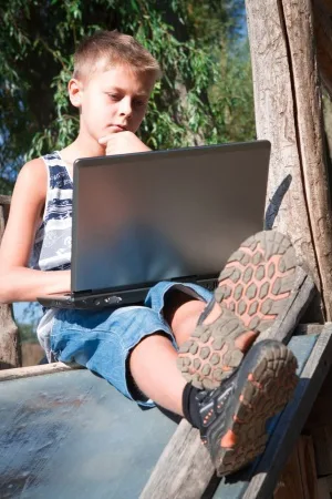 boy with laptop