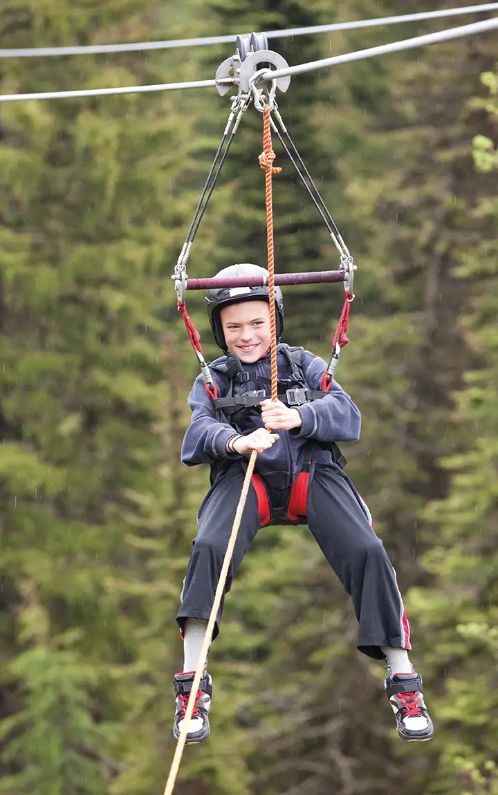 boy zip lining