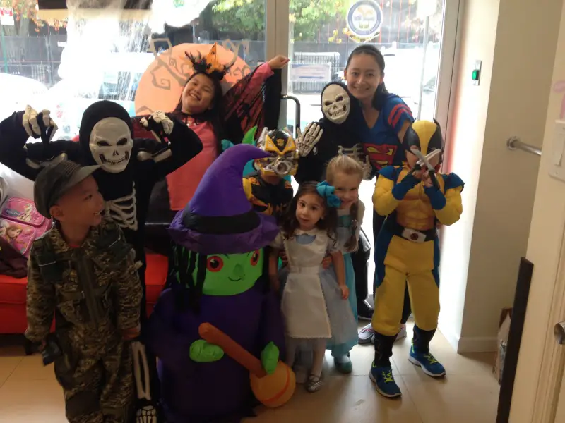 bunny hill students dressed up for halloween