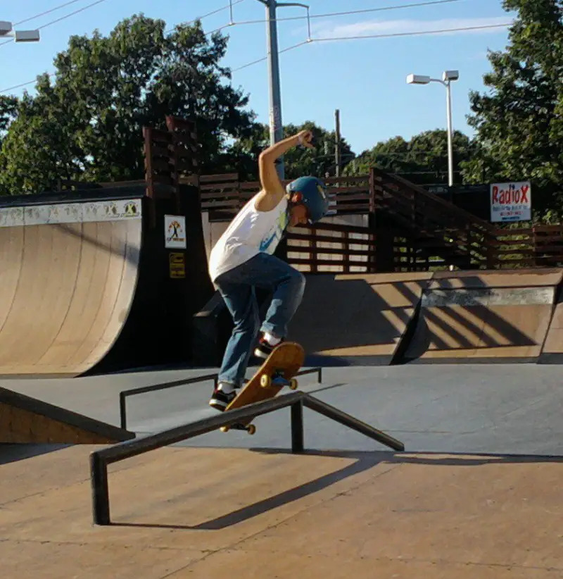 skateboarder on a rail