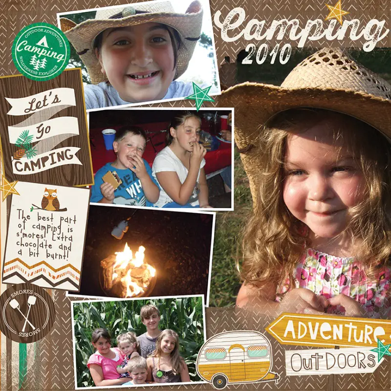camping scrapbook page