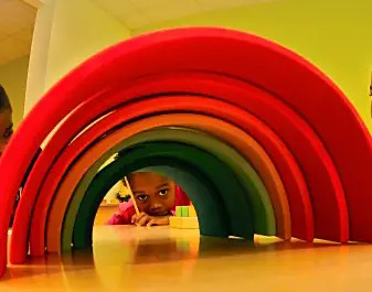 Courtesy Peartree Preschool children and rainbow