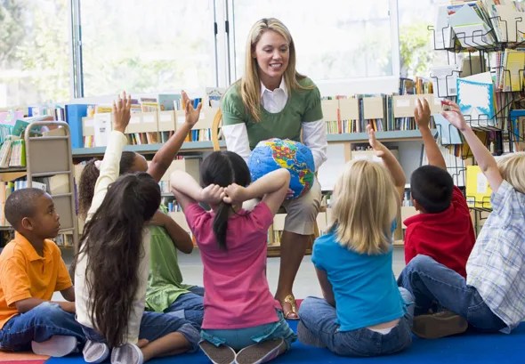 students and teacher in classroom