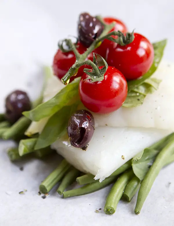 cod green bean and cherry tomato parcel cod green bean and cherry tomato parcel