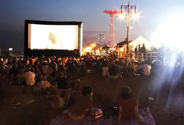 coney island outdoor movie on the beach