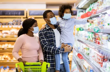 Family,Shopping,During,Coronavirus,Pandemic.,African,American,Family,With,Child